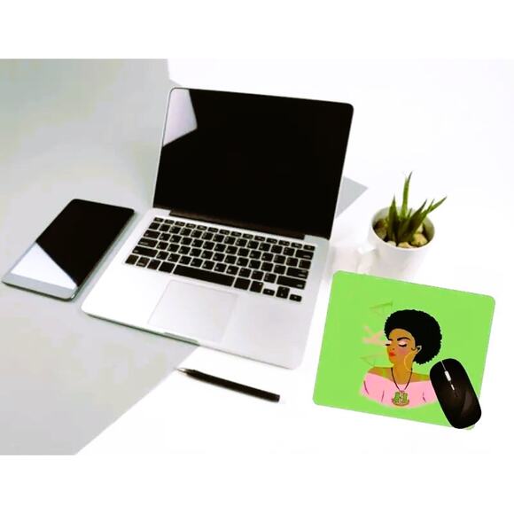 AKA Alpha Kappa Alpha Mouse Pad Pink and Green with Lady Print - Picture 2 of 4